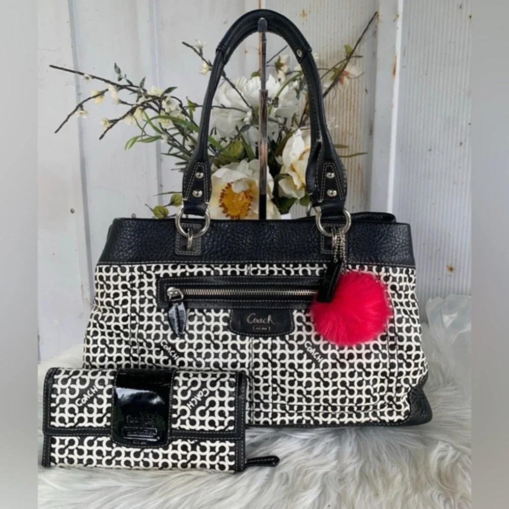 Vintage Coach Penelope Op Art Print Satchel Bag & Wallet Set